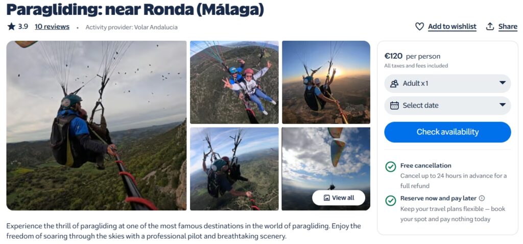 Tandem Paragliding in Algodonales